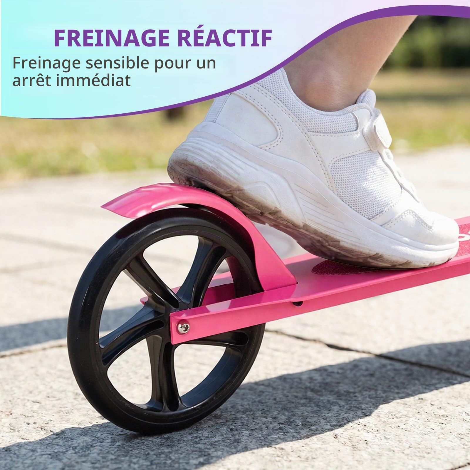 Garvee Trottinette Enfants Pliable à 2 Roues Grands, Trottinette Pliable Hauteur Réglable Scooter, Trottinette pour Filles Et Garçons, Scooter 6+ Ans