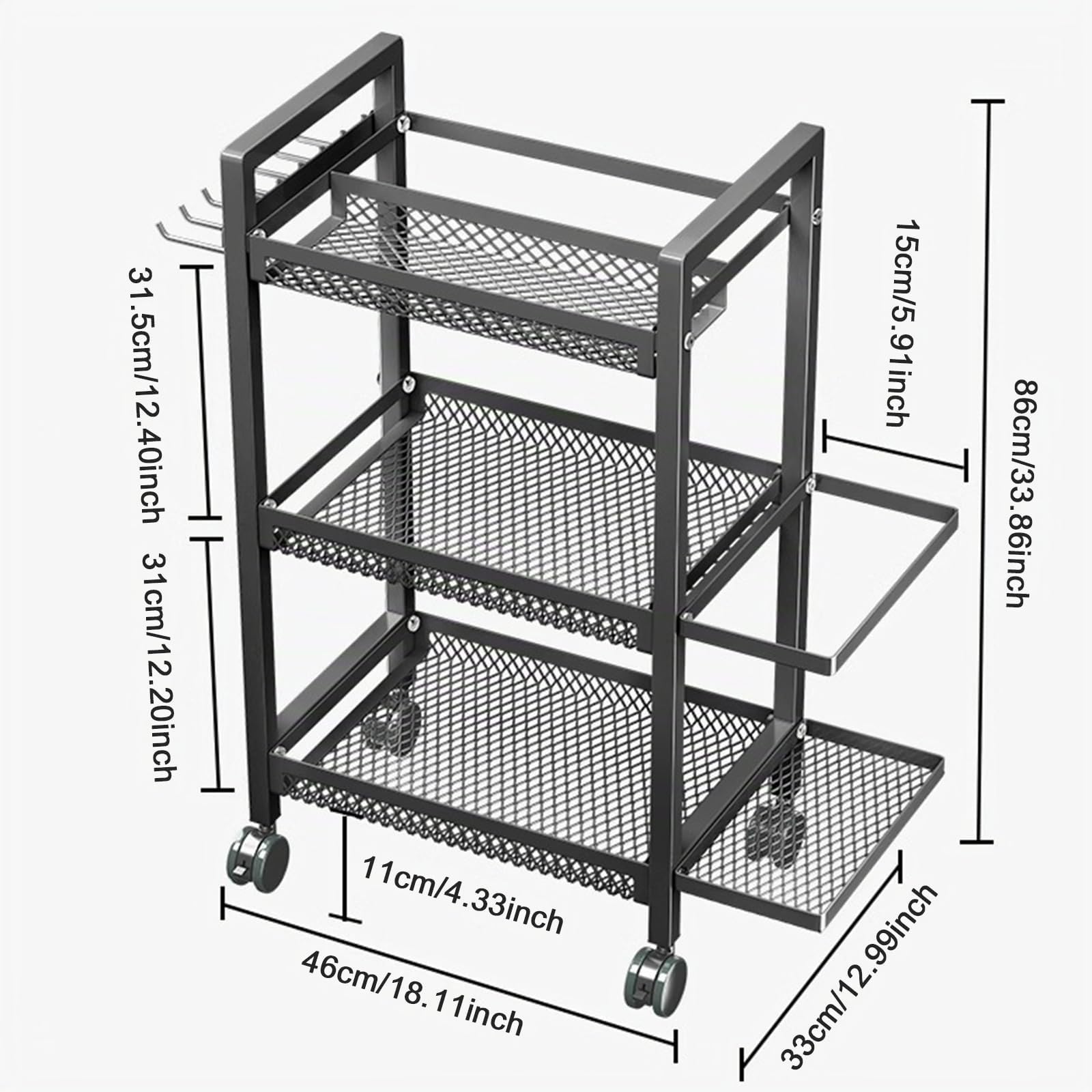 Soporte para pesas de 3 niveles con ruedas, soporte de almacenamiento para esterilla de yoga para el hogar, organizador deportivo con ganchos, color negro para almacenamiento de pesas en interiores y