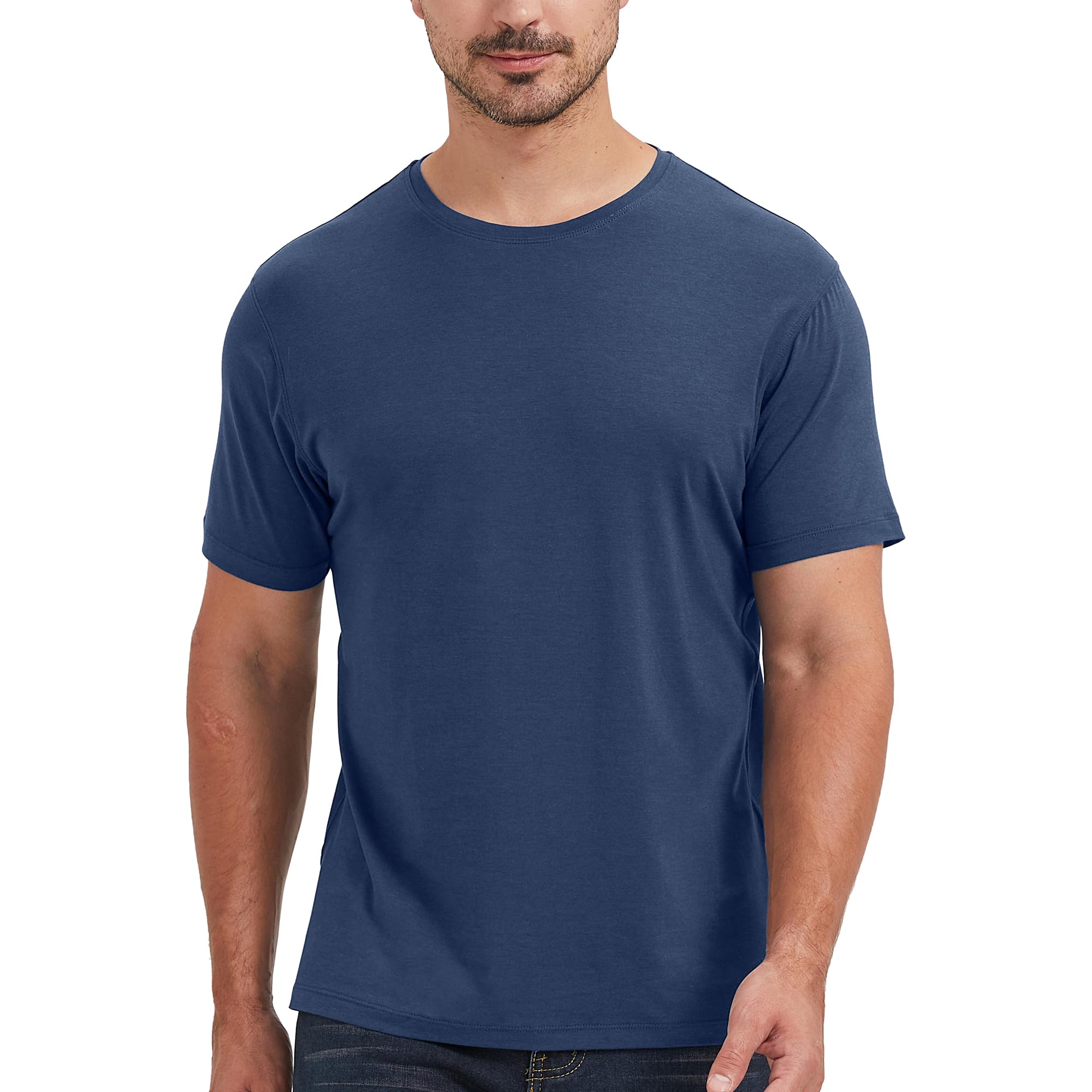 netdraw Mens Ultra-Soft Viscose Bamboo Cotton T-Shirt Crew Neck Short Sleeve Casual Lounge Dressy Undershirt Tee