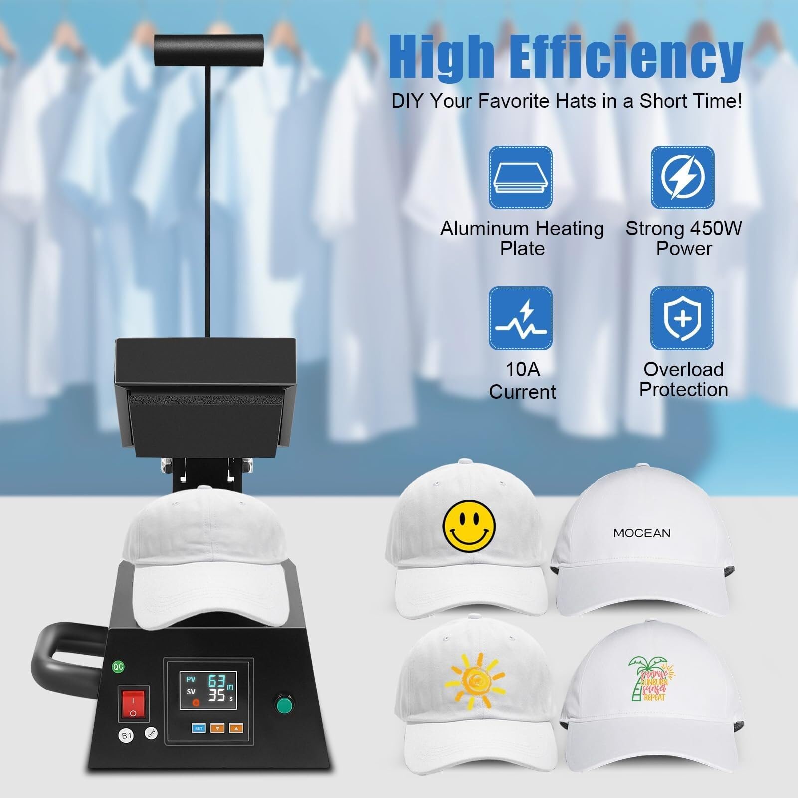 Piccola pressa a caldo digitale per etichette, macchina per stampa transfer con temperatura regolabile, etichettatrice a caldo con schermo LCD, per trasferimento di adesivi, etichette, logo fai da te
