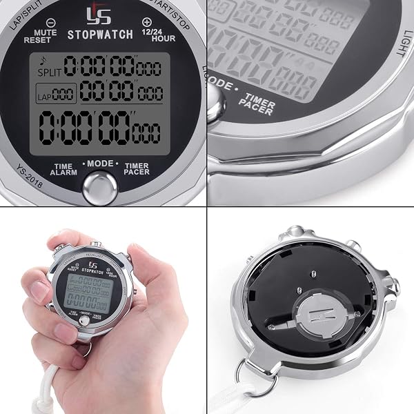 LAOPAO 100 Precision 1/1000 Seconds Memory with Light Function and Mute Chronograph Timer for Gym Basketball Football Baseball Outdoor Sports - 5
