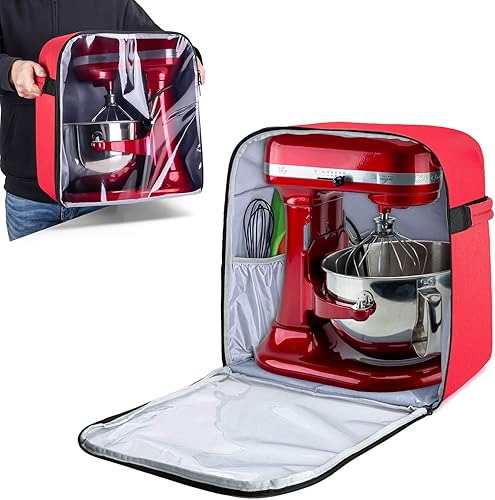 Luxja Cubierta antipolvo para mezcladores KitchenAid de 6 a 8 cuartos (con una almohadilla de relleno inferior), cubierta antipolvo (panel frontal