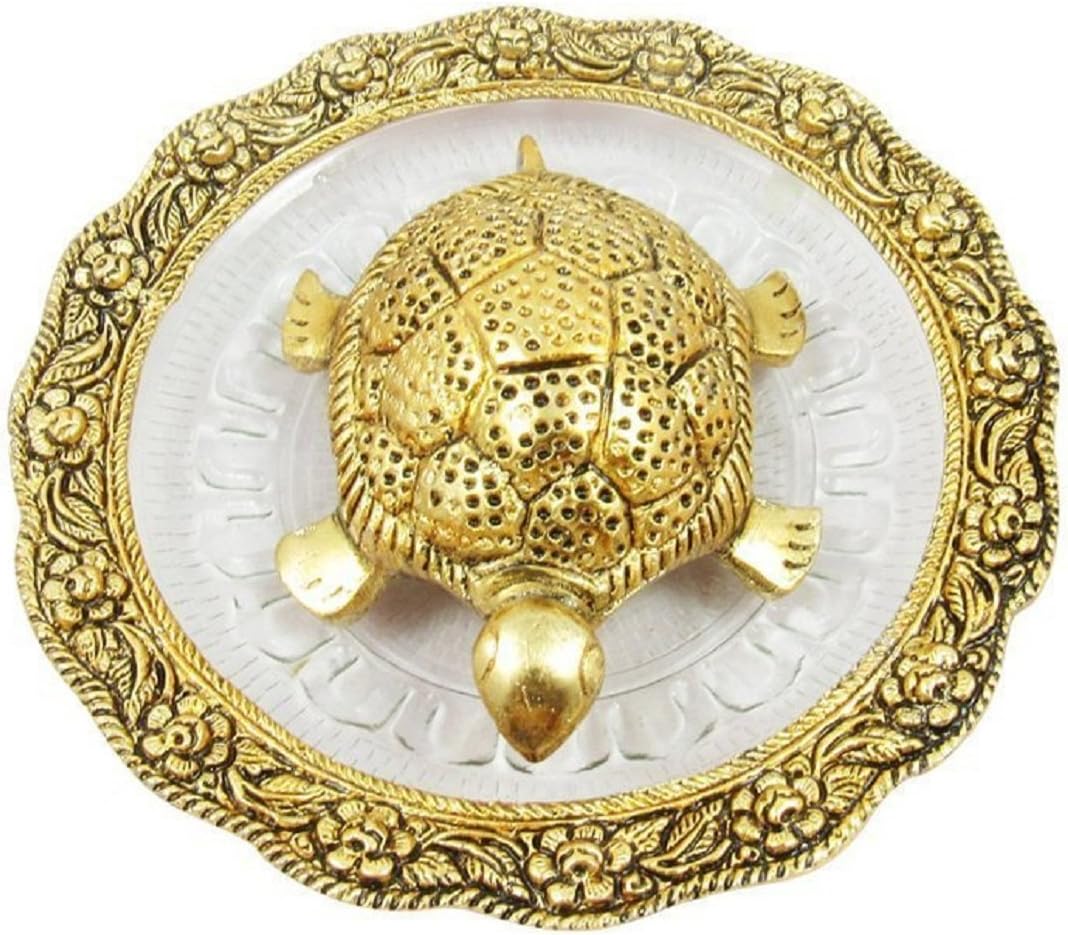 Brass Handmade Vastu Fengshui Tortoise Turtle, Energy Viber and Lucky Charm for Home (Golden)