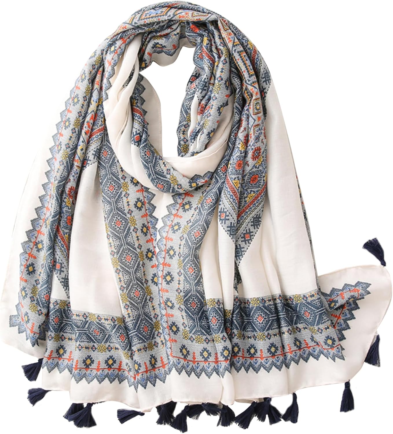 WZX Boho Scarf for Women, 70"x35" Large Lightweight Shawl Wrap for Travel, Sun Protection, Office & All-Season Wear