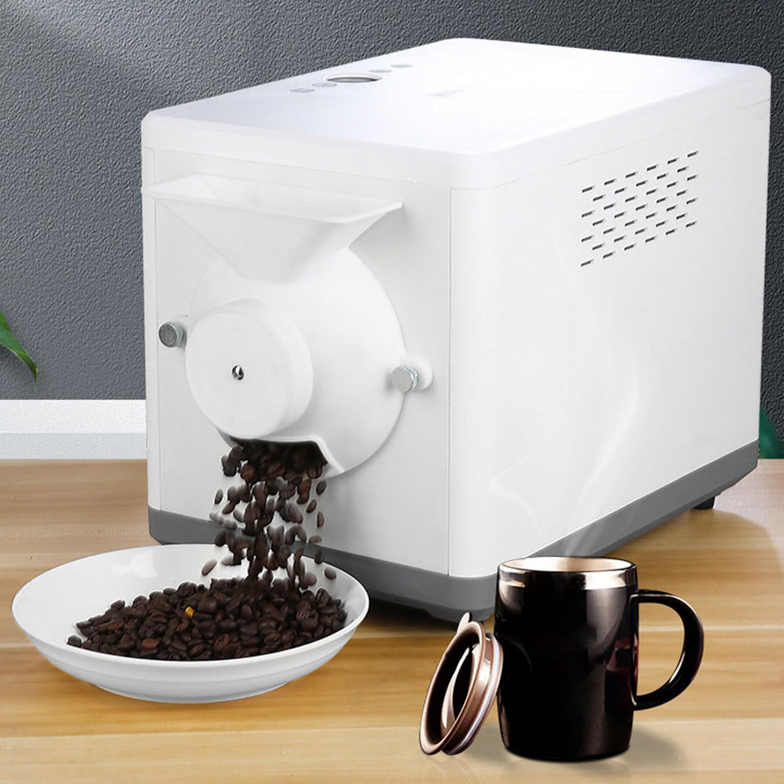 DPQYJPP Electric/commercial coffee roaster 1600w, 1.5kg capacity automatic bean roasting equipment, 360° stir-fry electric nut & grain baker, 100-250°c timer for café or shop.
