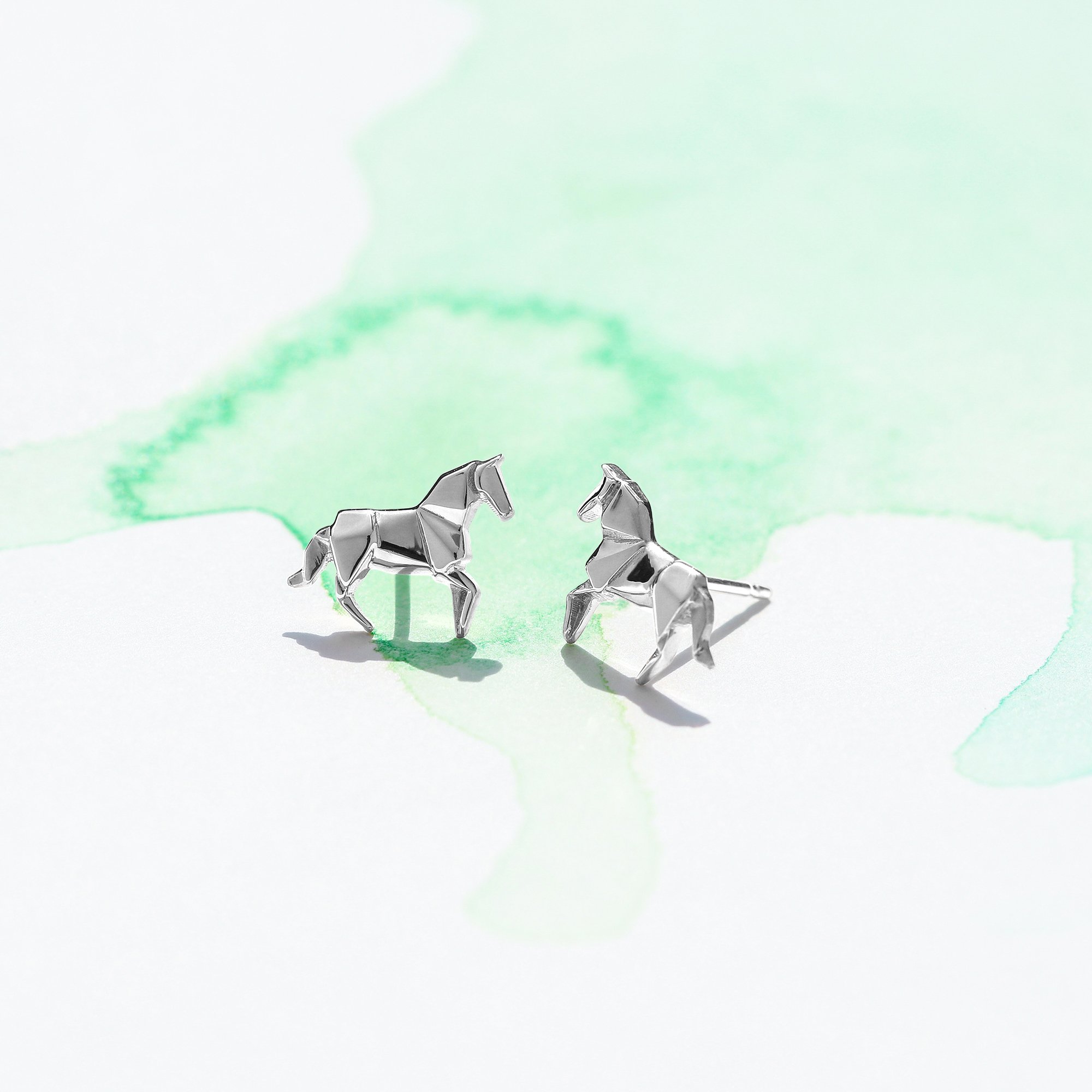 Boma Jewelry Sterling Silver Origami Horse Stud Earrings