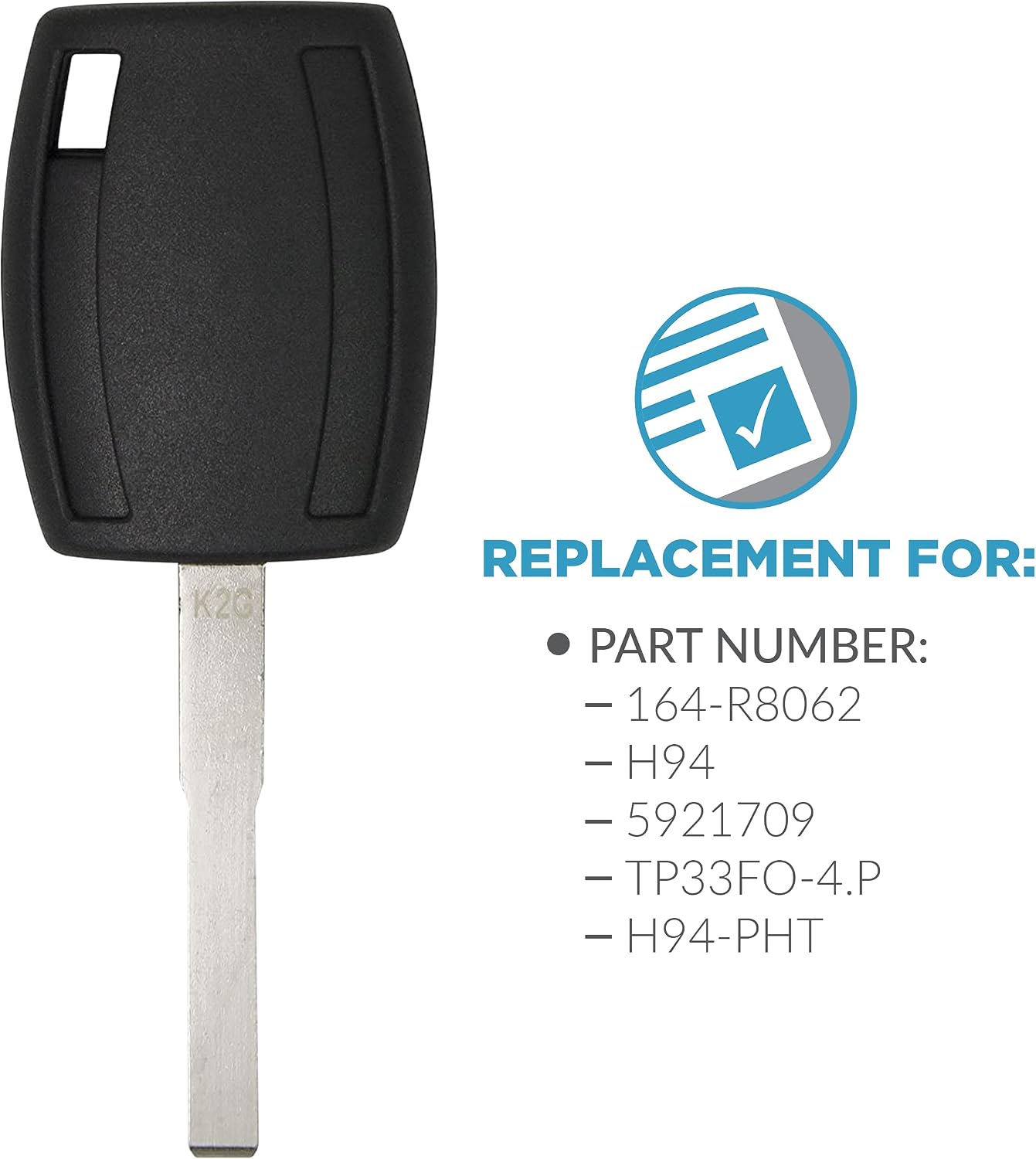 Keyless2Go Replacement for New Uncut 80 Bit Transponder Ignition Car Key H94 (2 Pack)