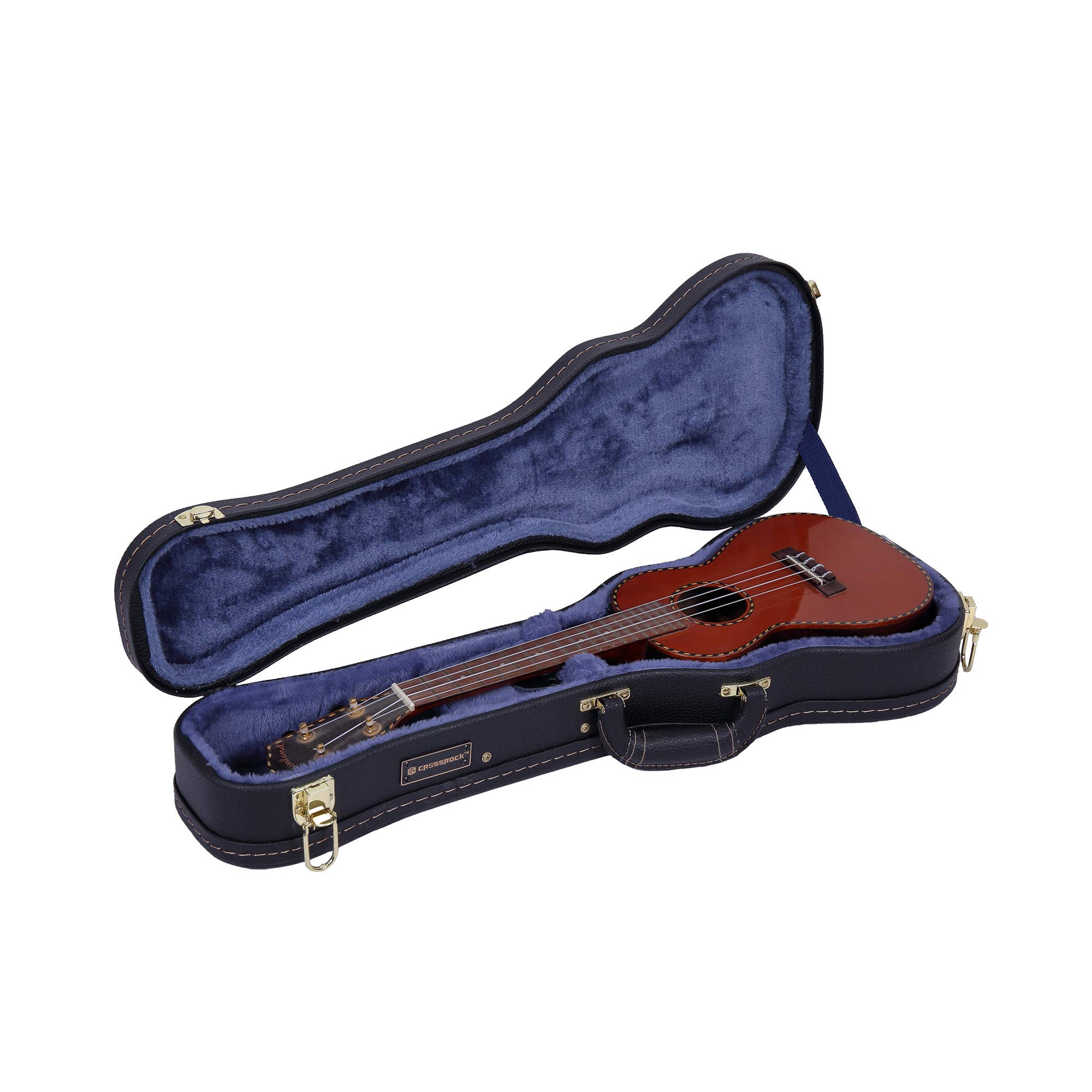 Crossrock CRA900SUG - Funda para Ukelele Soprano, policarbonato/ABS de Lujo, Peso Ligero, Moldeado Duro, Aspecto Gris metálico
