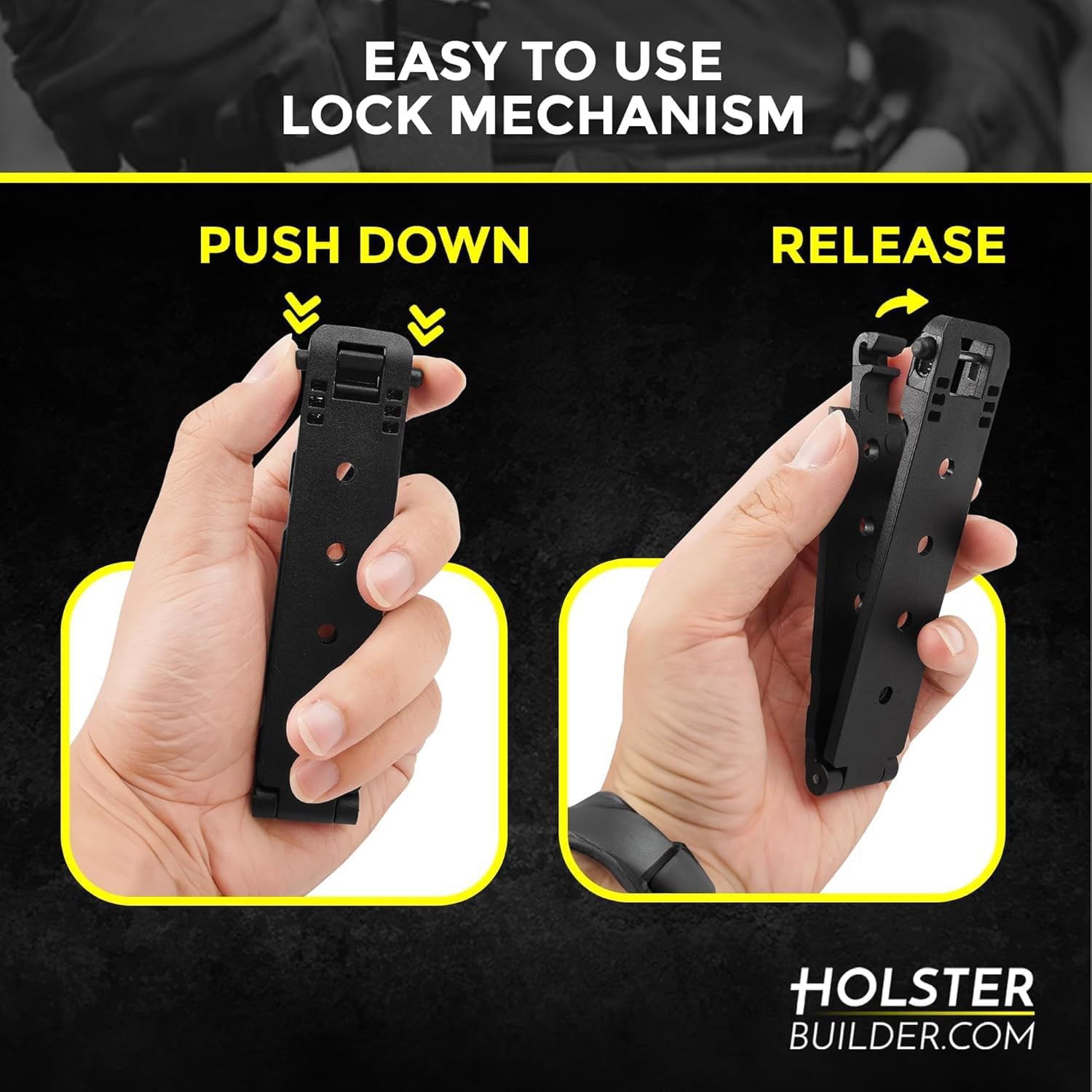 Molle Attachment – Quick Locking Belt Clip with Mounting Hardware for Holsters, Mag Pouches, Knife Sheaths, Vests – Available in Size (1", 2", 3", 5") & Pack (2 & 4) – USA Made