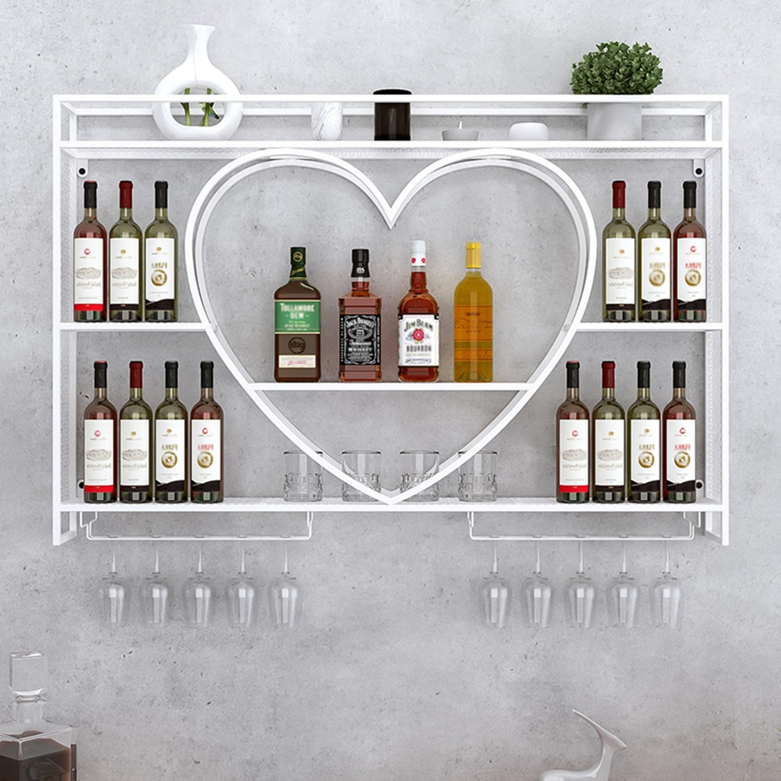 Casier à vin mural compact en métal noir pour remédier au manque de place