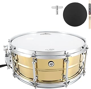EASTROCK Snare Drum 14 X5.5 Inches Professional Snares for Drummer, Adult, Advanced Drum Set Snare Drums (Brass Color)