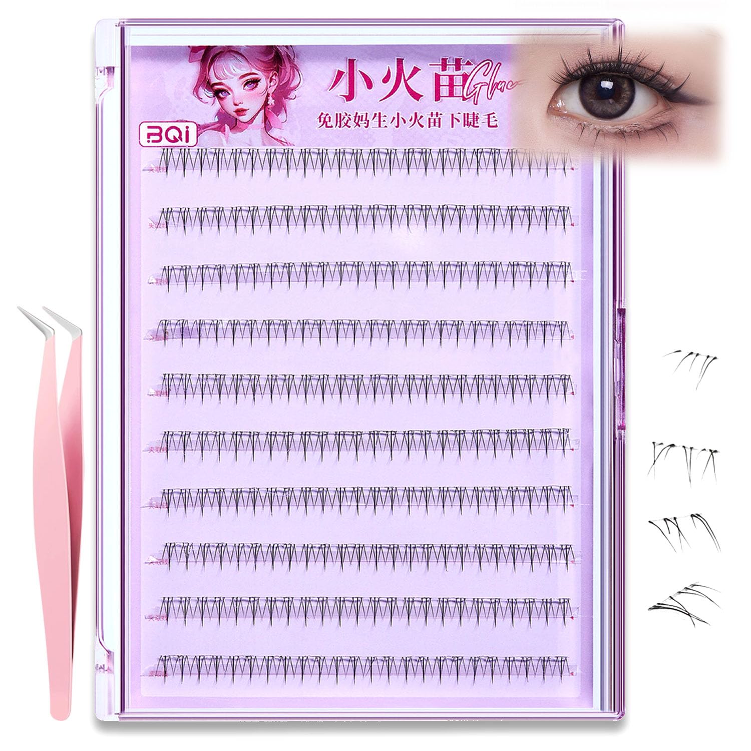 Photo 1 of 120 Pcs Self Adhesive Bottom lashes Clusters,No Glue 6 MM Natural Individual Bottom Lashes Cluster Eyelash,Extension Bottom Lashes With Lash Tweezer (A-Small flame)