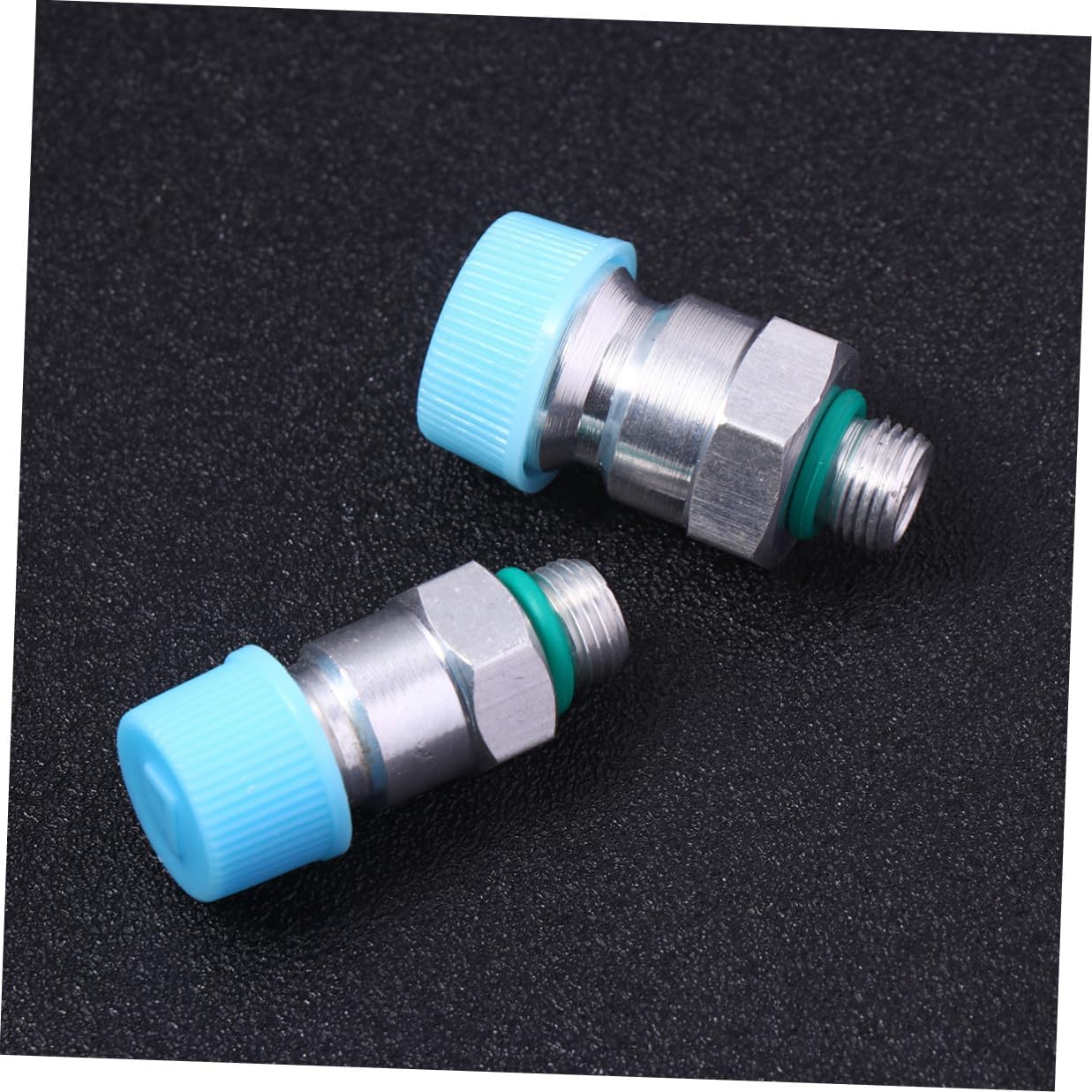 2pcs Universal Car Air Conditioner Refrigeration Quick Couplers High-low Pressure Fittings with Core, Lid, and Rubber Gasket for Automotive Ac Hose Repair and Refill Random Color
