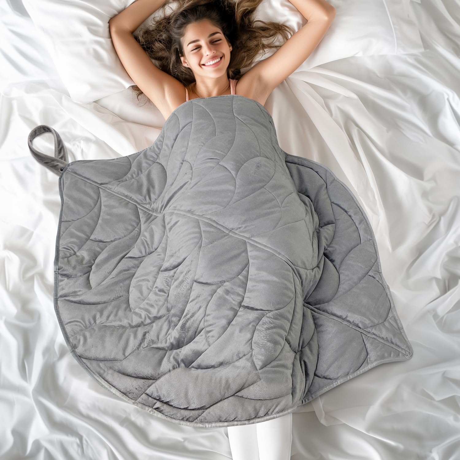 Gewichtsdecke 3,2 kg 100x70 cm Kristallsamt Grau für Erwachsene Tiefschlaf