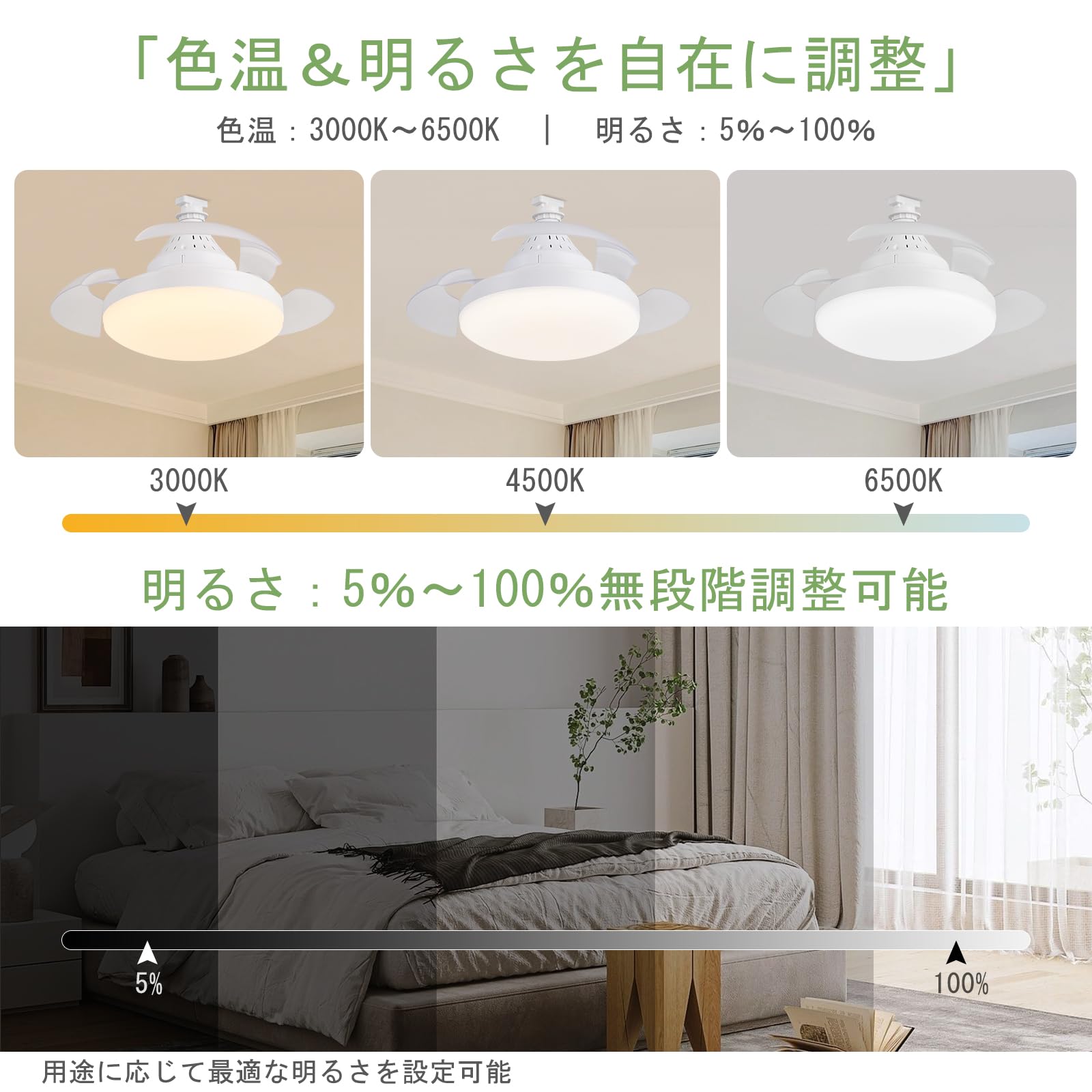 Amazon.co.jp : 【隠れ羽根デザイン】DingChen シーリングファンライト