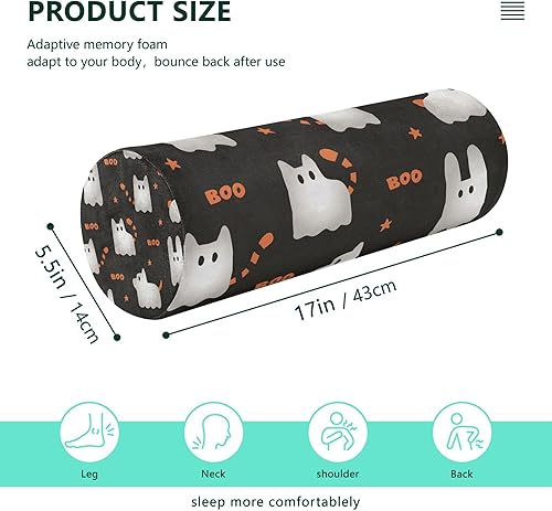 Miniatura 2 de Cute Cartoon Animals Round Bolster Pillow Neck Roll Pillow 17 Round Pillow Insert for Cervical Support Cylinder Cervical Pillow