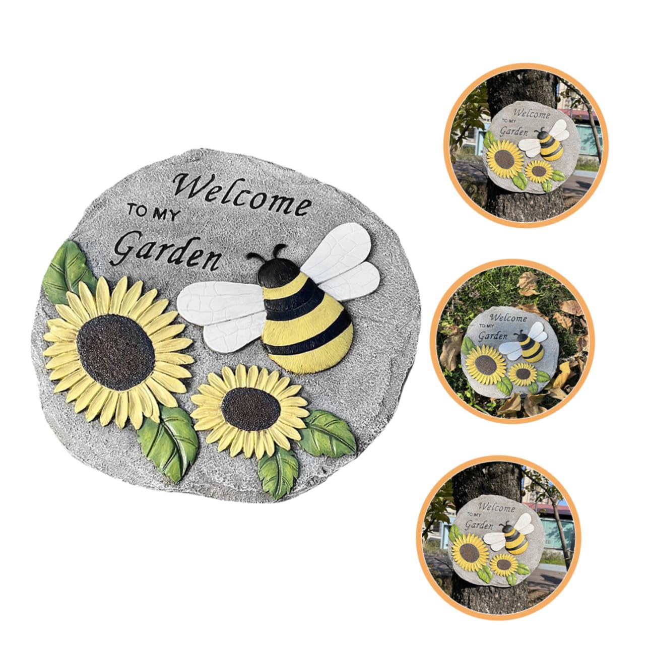 1pc Decorative Bee Stepping Stone Unique Sunflower Design for Garden Pathway Resin Decor Easy to Install for Villas and Courtyards