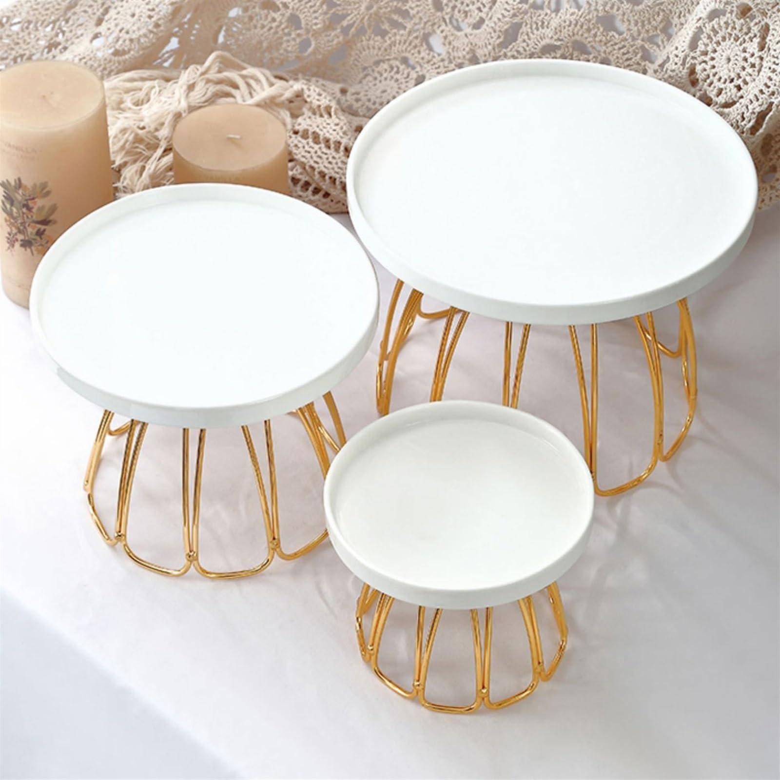 Wieża do ekspozycji ciast Wykwintny ceramiczny talerz na wysokie ciasto, taca Dim Sum, stół deserowy, ramka ekspozycyjna, stojak babeczki Stojak na ciasta(Biały,Średni)