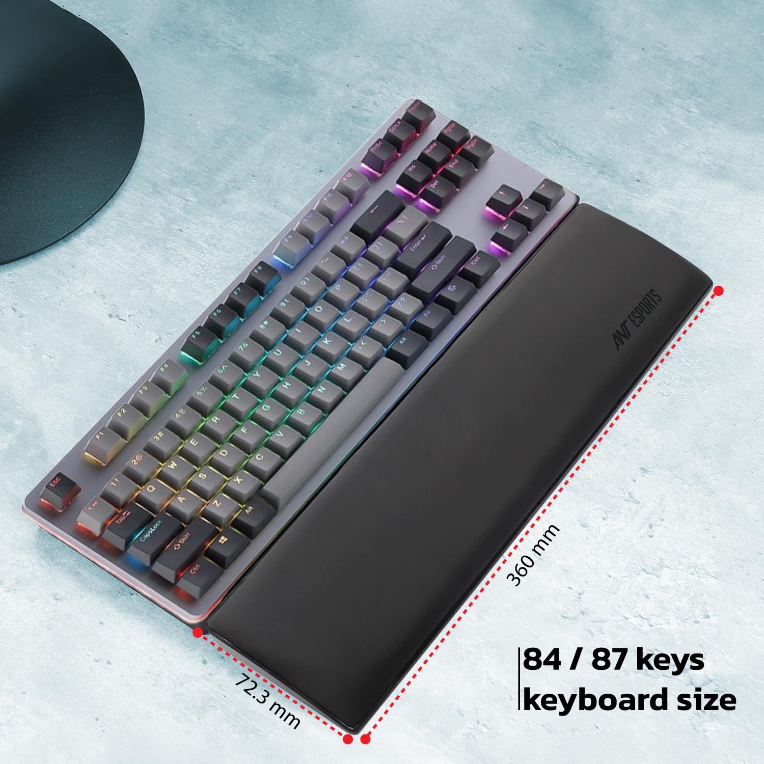 Ant Esports Tenkeyless Keyboard Wrist Rest Pad -14.3"- Memory Foam Palm Rest with Non-Slip Footpad - Ergonomic Design Wrist Support - Desk Keyboard Accessory Gaming Gear- -TKL Size Black — Amazon image 6