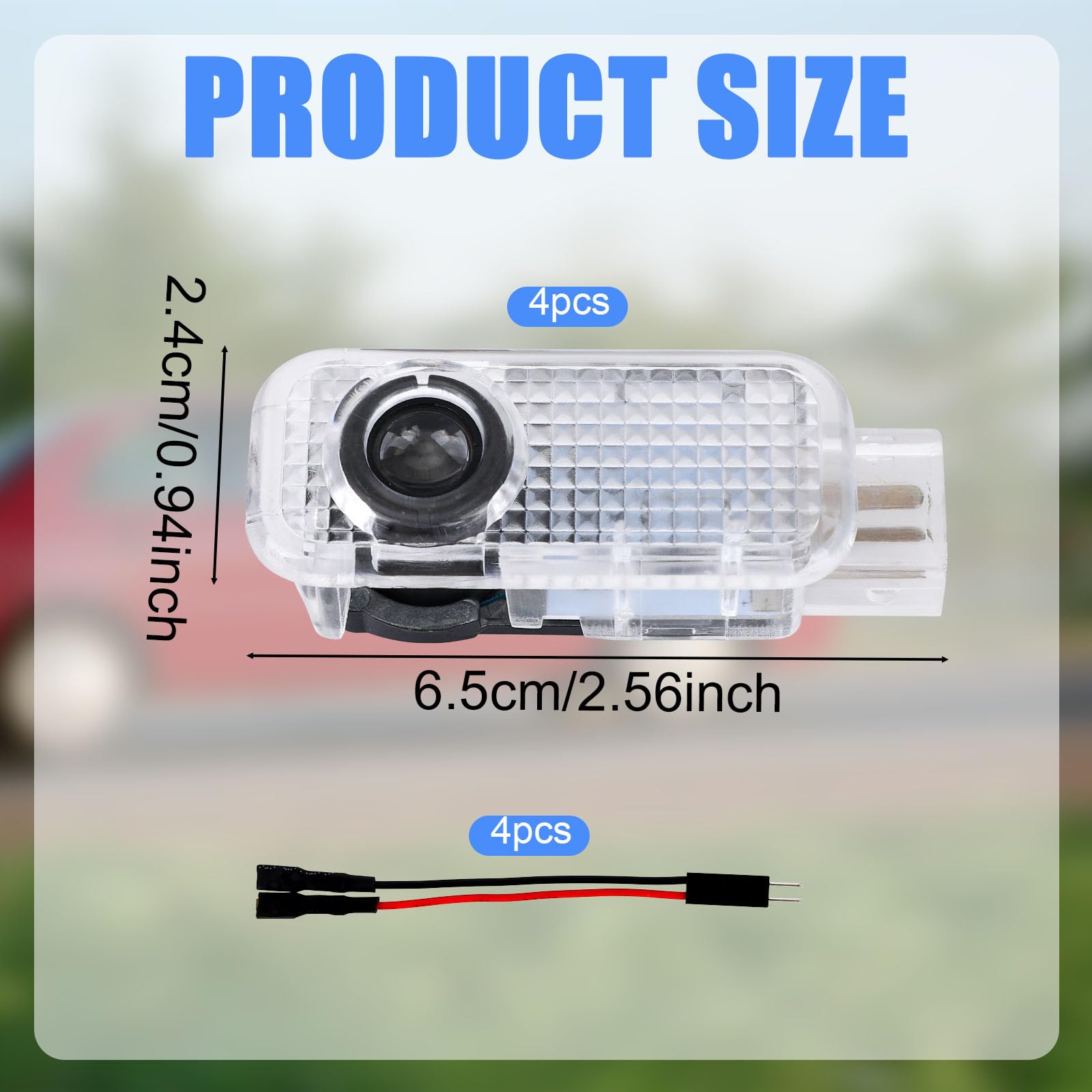 4szt Oświetlenie Drzwi LED z Projekcją Logo, Wysokiej Jakości Światło Powitalne Które Nigdy nie Gaśnie Kompatybilne z Formatami A3/A4/A5/A6/A7/A8/Q3/Q5/Q7/R8/TT/RS/S3/S4/S5/S6 (4 Pierścienie)