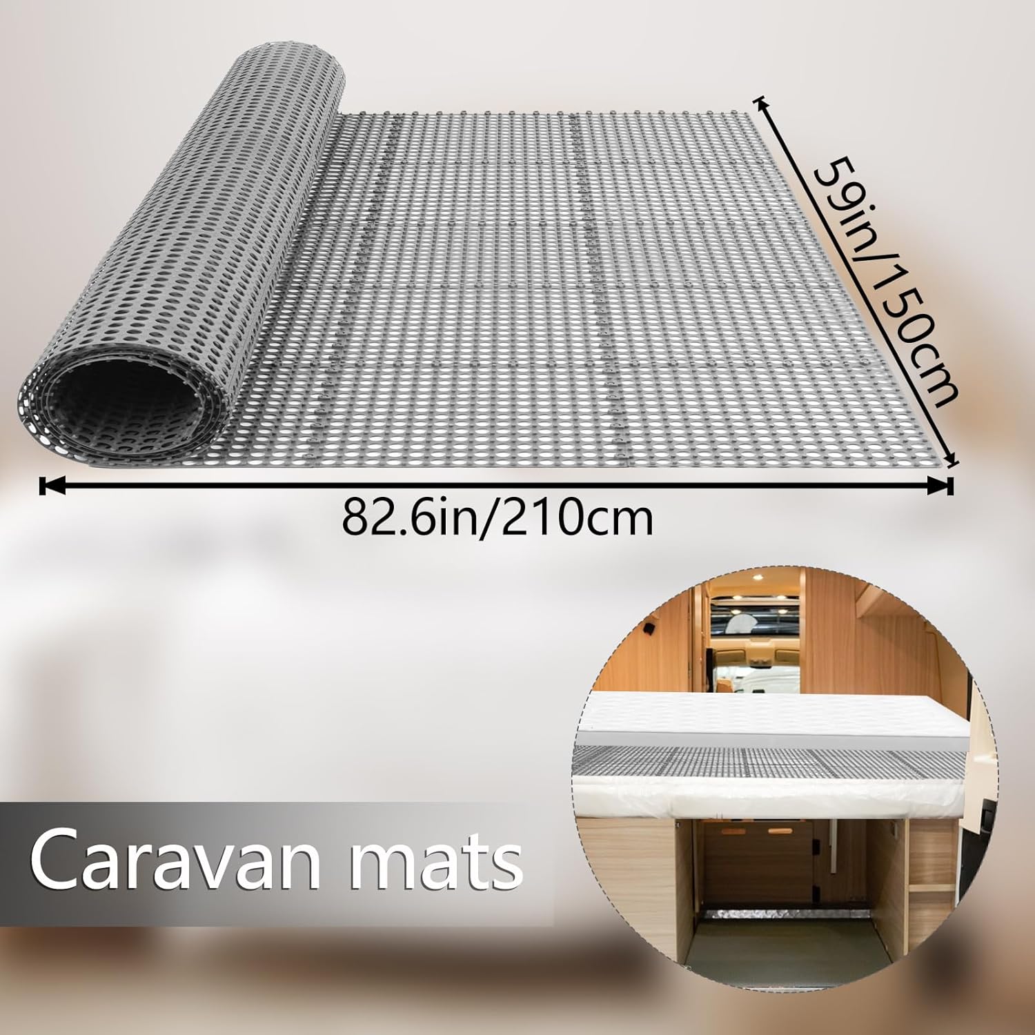 Plactic Mattress Underlay 83" L x 59" RV Under Mattress Modular Interlocking Ventilation Air Meshfiber Under Mattress Pad for RV Boat Camper Creating The Bed Air Dry and Flow