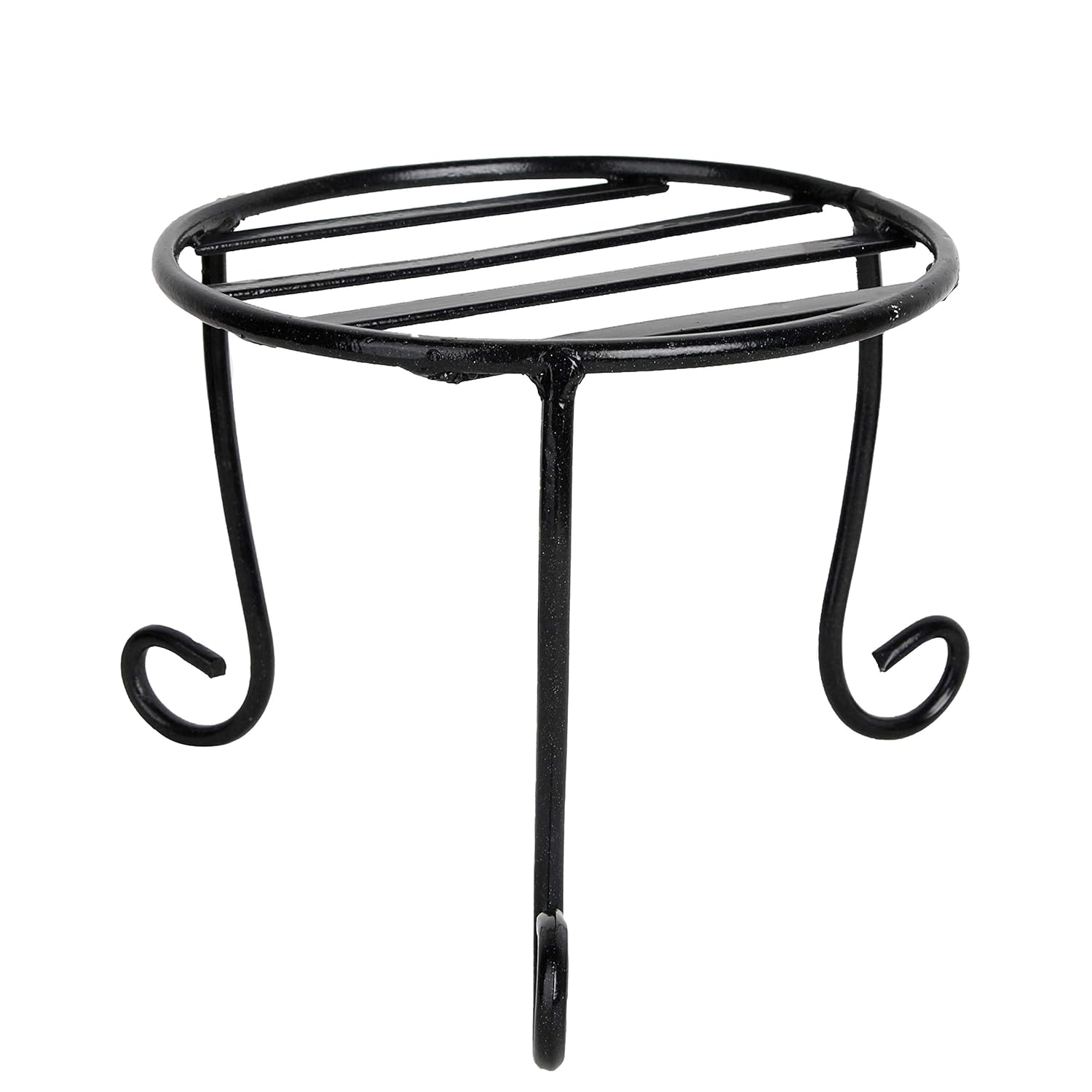Green Gardenia Iron Round Plant Stand/Pot Stand for Plants (Black,Pack