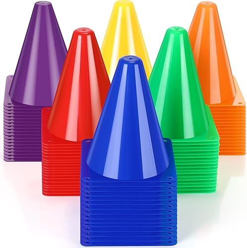 Geetery 120 conos de tráfico de plástico de 7 pulgadas, multicolor, mini conos de seguridad deportiva, conos de agilidad, marcador de cono de campo