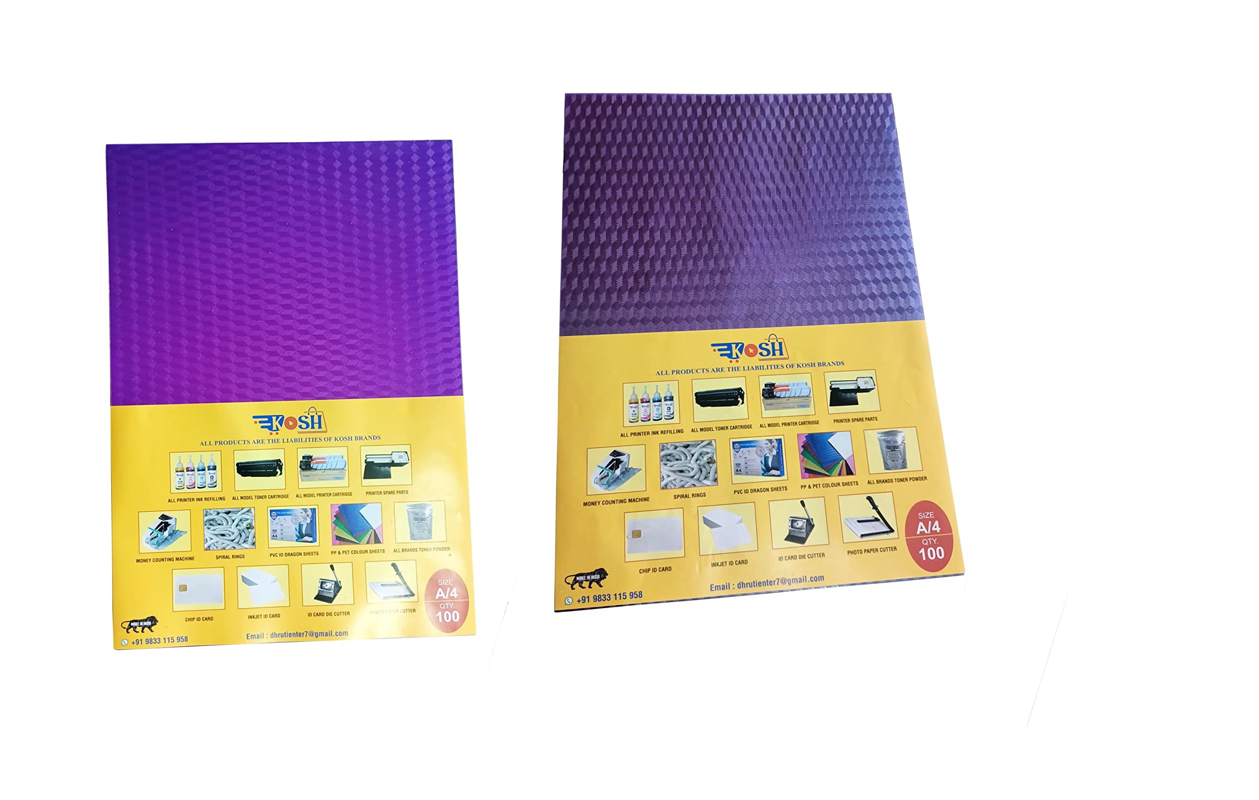 Sponsored Ad - Kosh Super Diamond A4 Size Spiral Book Binding Sheet- Set of 2, Pack of 100 Sheet Per Set (Purple & Transparent Purple)
