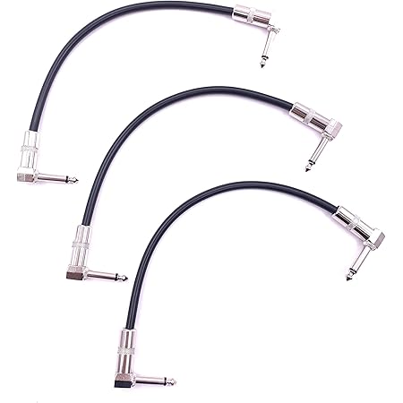 パッチケーブル プロのケーブルL型プラグ付き メタルプラグ ギターエフェクター専用 コネクター 3個(30cm)