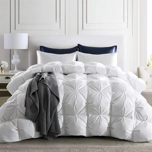 puredown® Goose Down Comforter Twin Size 800 Fill Power, 100% Cotton 93% Goose Down Winter Duvet Insert 700 TC, Heavyweight Cloud Fluffy Pinch Pleat Extra Warmth