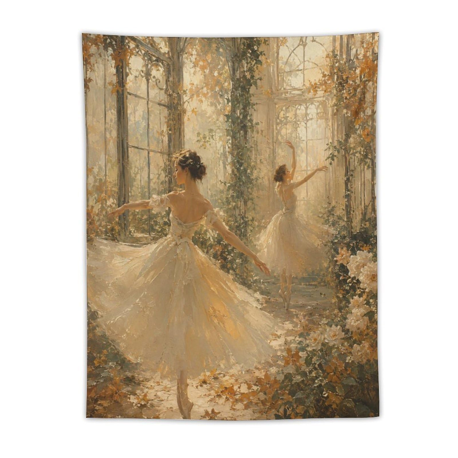 H3B8U2Y5 Ballerina Sunlit Conservatory Wall Tapestry, Ballet Dance Pose