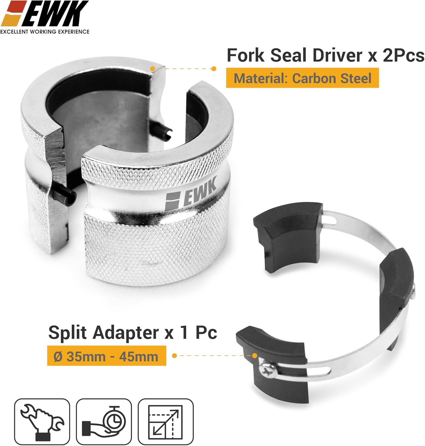 EWK Motorcycle Adjustable Fork Seal Driver Tool 35–45mm Universal Front Fork Oil Seal Installer for Motorcycles Dirt Bikes Scooters and ATVs