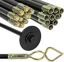 Taylor & Brown Drain Rods Set, Drainage Rods for Outside Drain Flexible, 12 Pcs / 9.2M Drain Unblocker with Heavy Duty Rubber Plunger & Double Worm Screw, Drainage Rods for Drain Cleaning