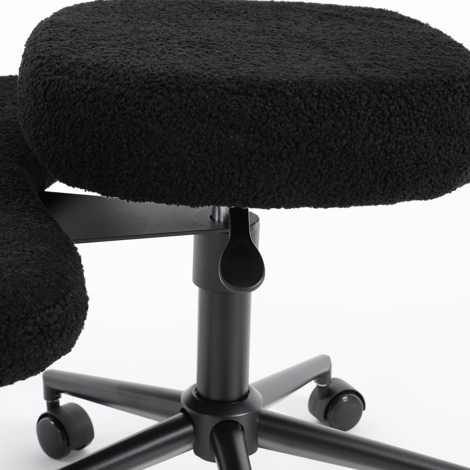 Silla de meditación multifuncional con ruedas y 7 ruedas, ergonómica de lana de cordero, con patas cruzadas para diferentes posiciones de asiento y yoga, soporta 150 kg, altura ajustable (negro)