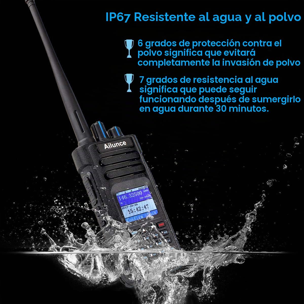 Retevis Ailunce HD1 10W DMR Radioaficionado, Banda Dual, Radio Digital Bidireccional, Batería Tipo C 3200mAh, IP67 Impermeable, Compatible con Otros Radioaficionados (1 Unidad, Negro)