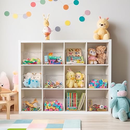 Miniatura 3 de Vtopmart Paquete de 4 contenedores de almacenamiento de plástico transparente extra grandes, cubos de acrílico de 11 x 11 pulgadas con asa para