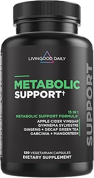 Livingood Daily Metabolism Booster for Women & Men, Metabolic Support 120 Vegetarian Capsules - Metabolism Boost Supplement Supports Digestive & Heart Health - Non-GMO, Gluten-Free, Vegan