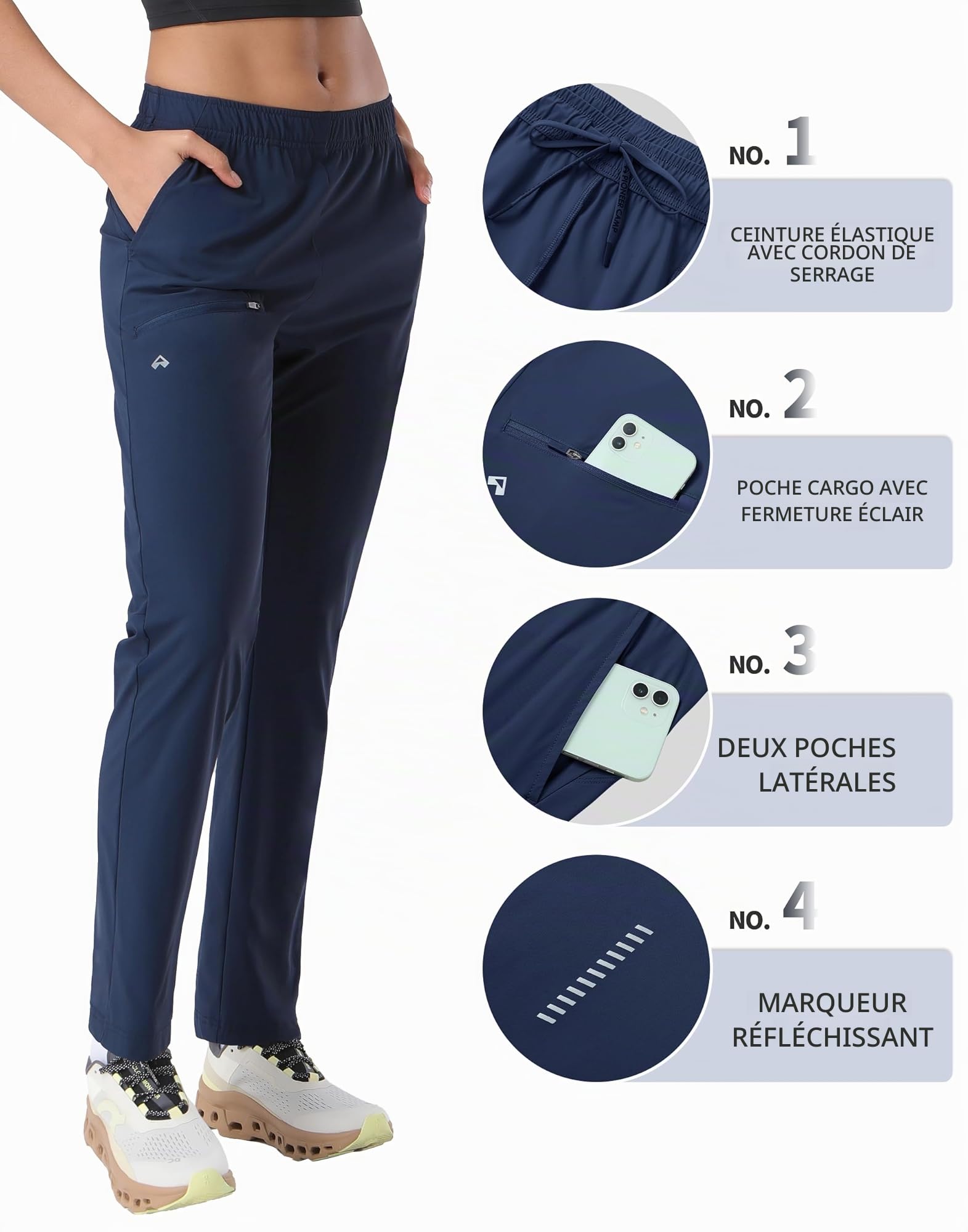 Jogging Femme Lumière Pantalon Sport pour Femmes Freizeithose Taille Elastique Bas de Pantalons Sport Yoga UPF50+ avec 3 Poches