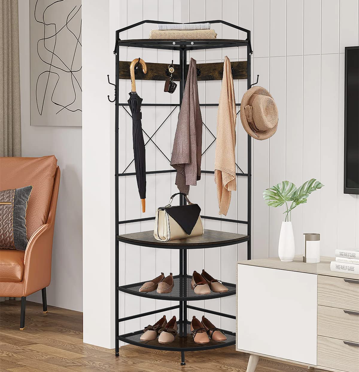 Buy DKLGG 3in1 Entryway Coat Rack, Industrial Hall Tree Corner Cloth Rack with Bench Hallway