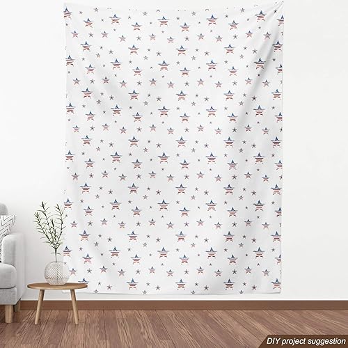 Miniatura 4 de Ambesonne The Yard, tela del 4 de julio, diseño de la antigua gloria de la bandera estadounidense con patrón de estrellas y rayas, imagen