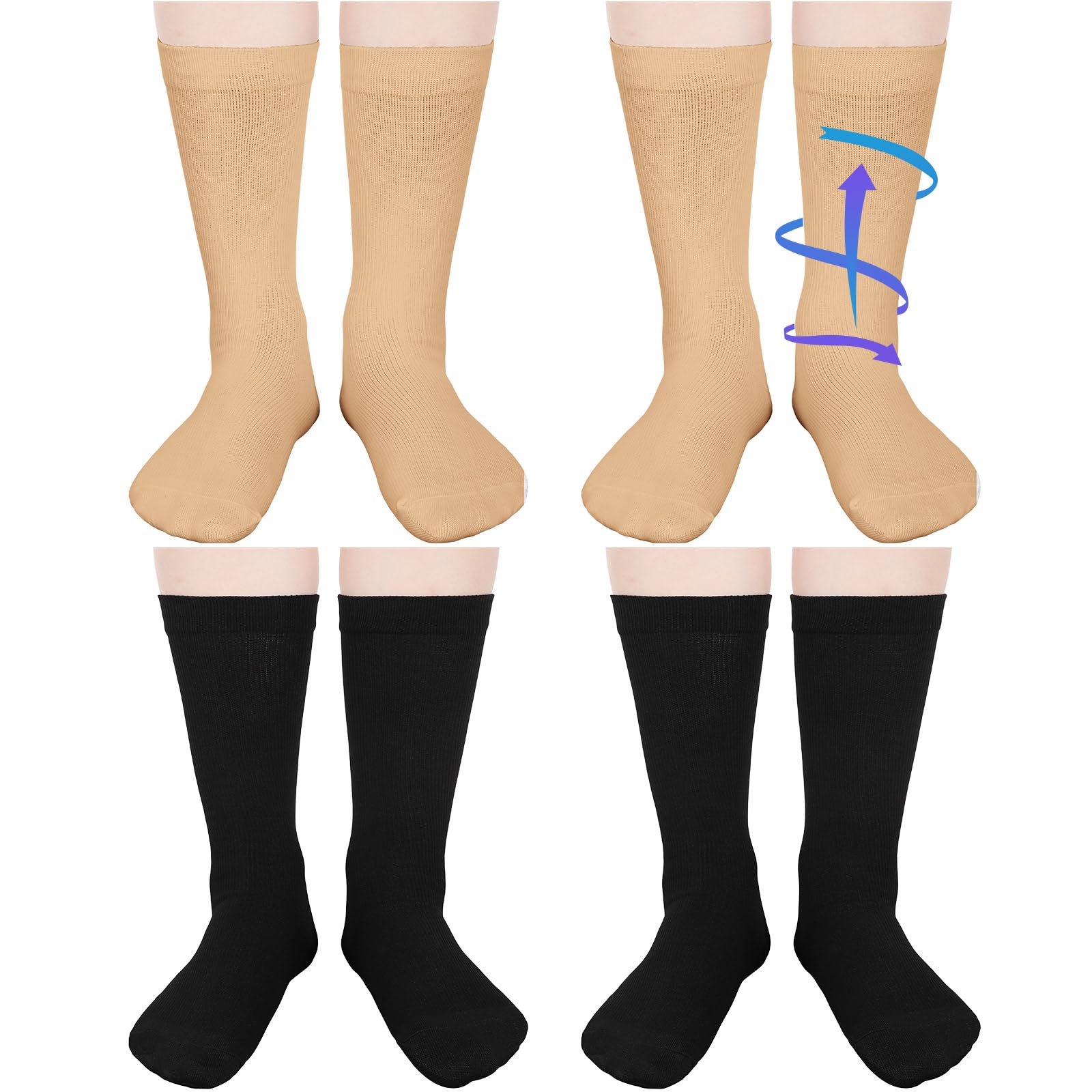 Tisancy 4 Pairs Kids Compression Socks