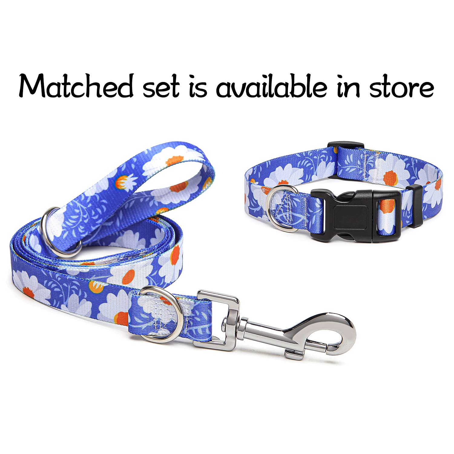 Adjustable Dog Collar with Patterns, Ultra Comfy Soft Nylon Breathable Pet Collar for Small Medium Large Dogs (L, Floral Orange) — view 81