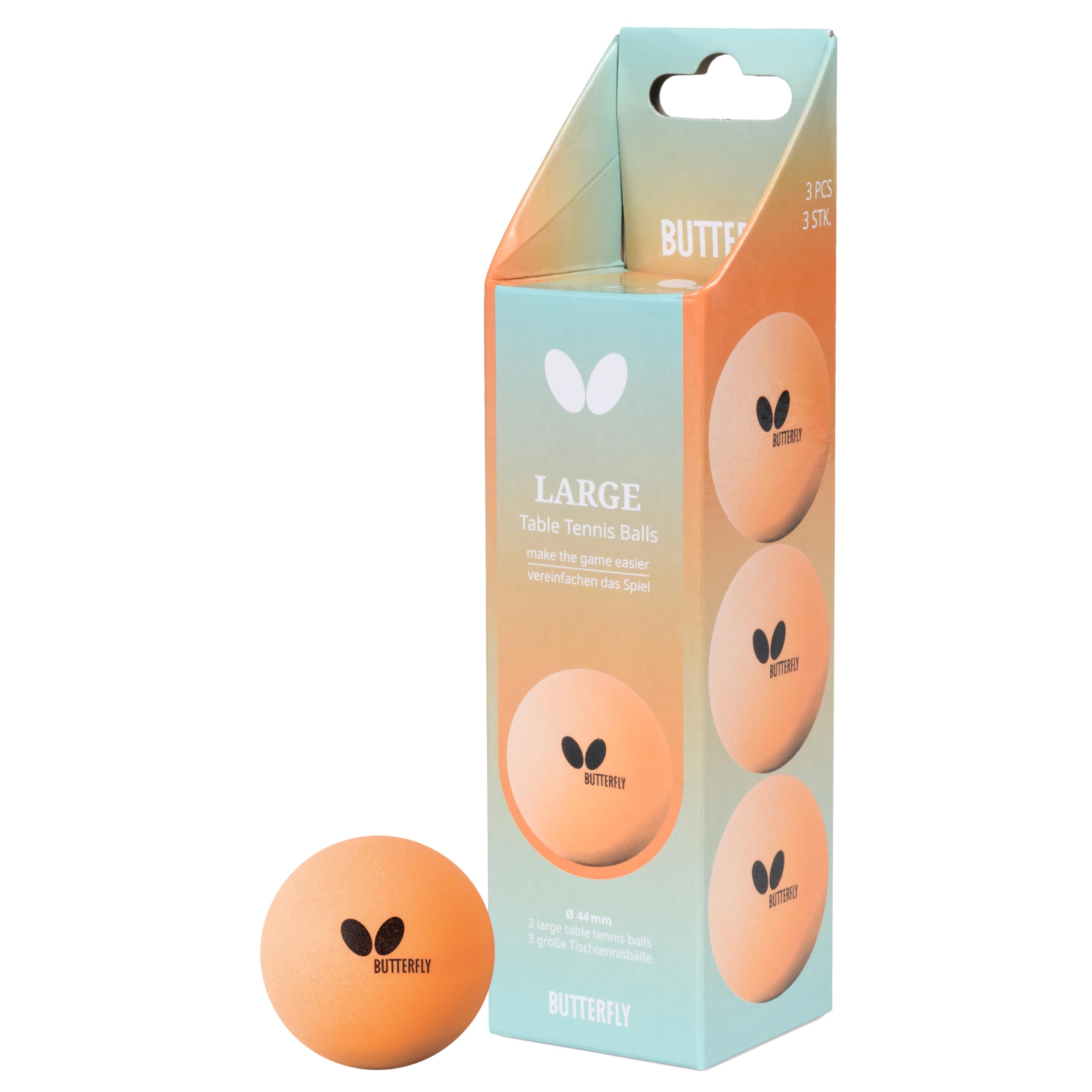 Butterfly Pelota de tenis de mesa grande, 44 mm de diámetro