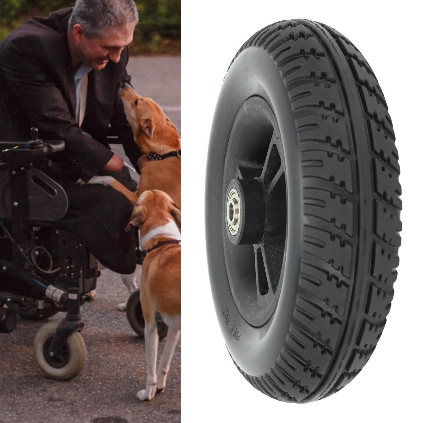 Rollstuhl Vorderrad, 17,8cm Rutschfest Solide PU Ersatzrollen | Radersatz für Rollstühle Universell für Rollen Räder Gehhilfen Zubehör
