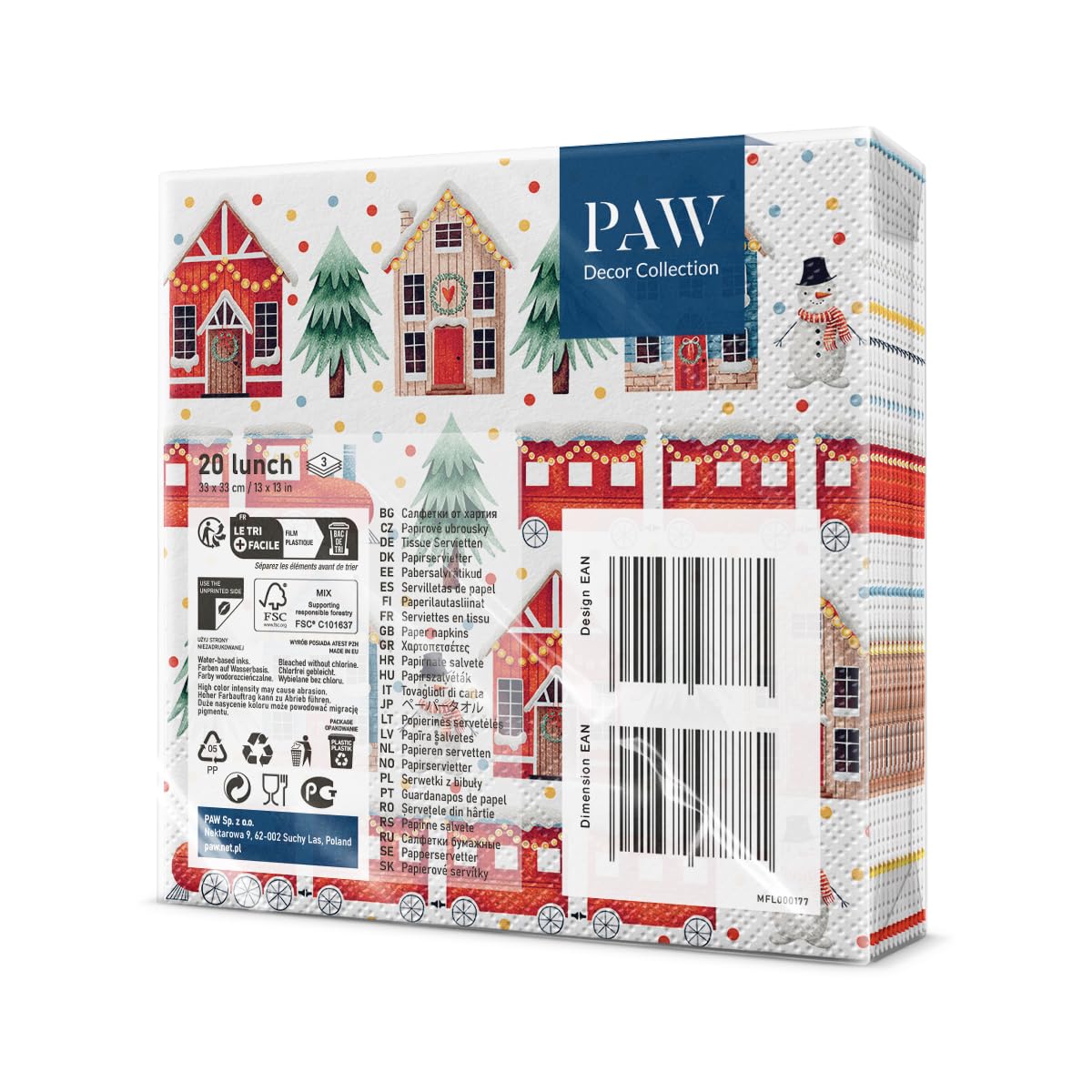 20 Tovaglioli Di Natale Con Cagnolino E Babbo Natale – 33x33 Cm, 3 Strati, Per Decorazione Tavola E Fai Da Te - 4