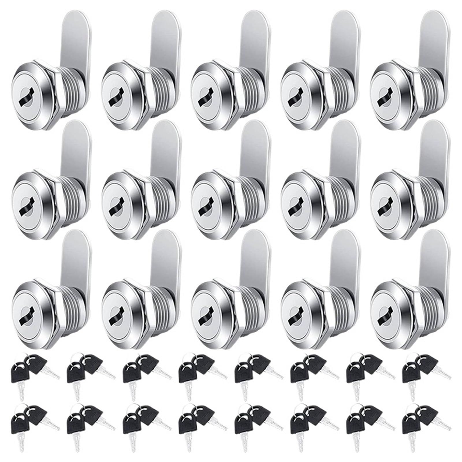 16 Pieces Cabinet Cam Lock Keyed Alike Cylinder 5/8 Inch Zinc Alloy Drawer Secure File for Cabinet Letterbox