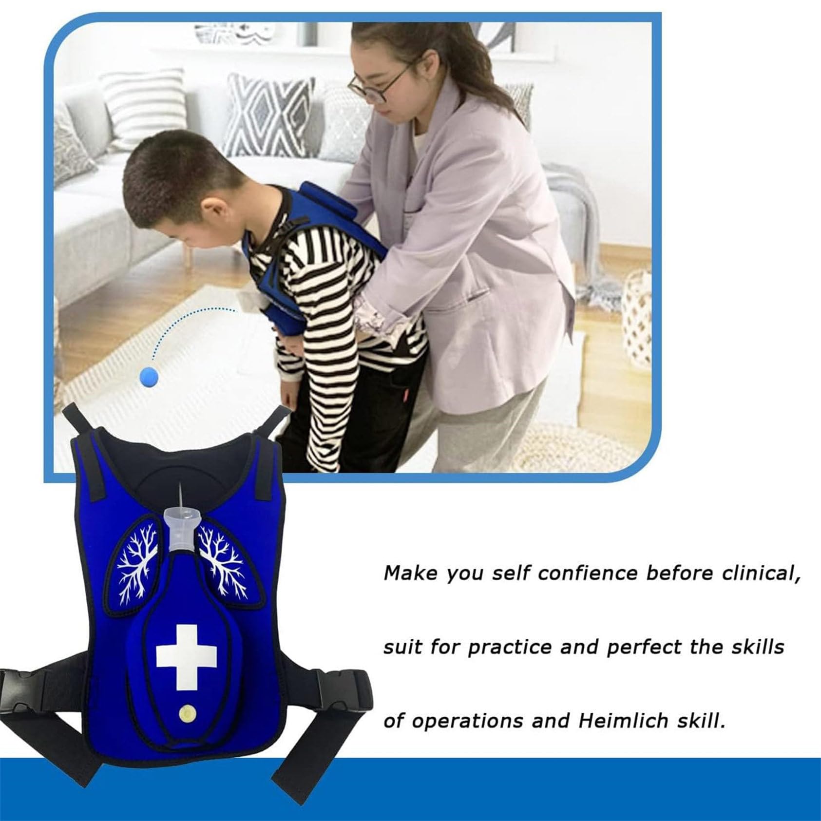 Chaleco de entrenamiento de rescate de asfixia de emergencia, modelo de práctica antiasfixia para educación de primeros auxilios y desarrollo de habilidades que salvan vidas