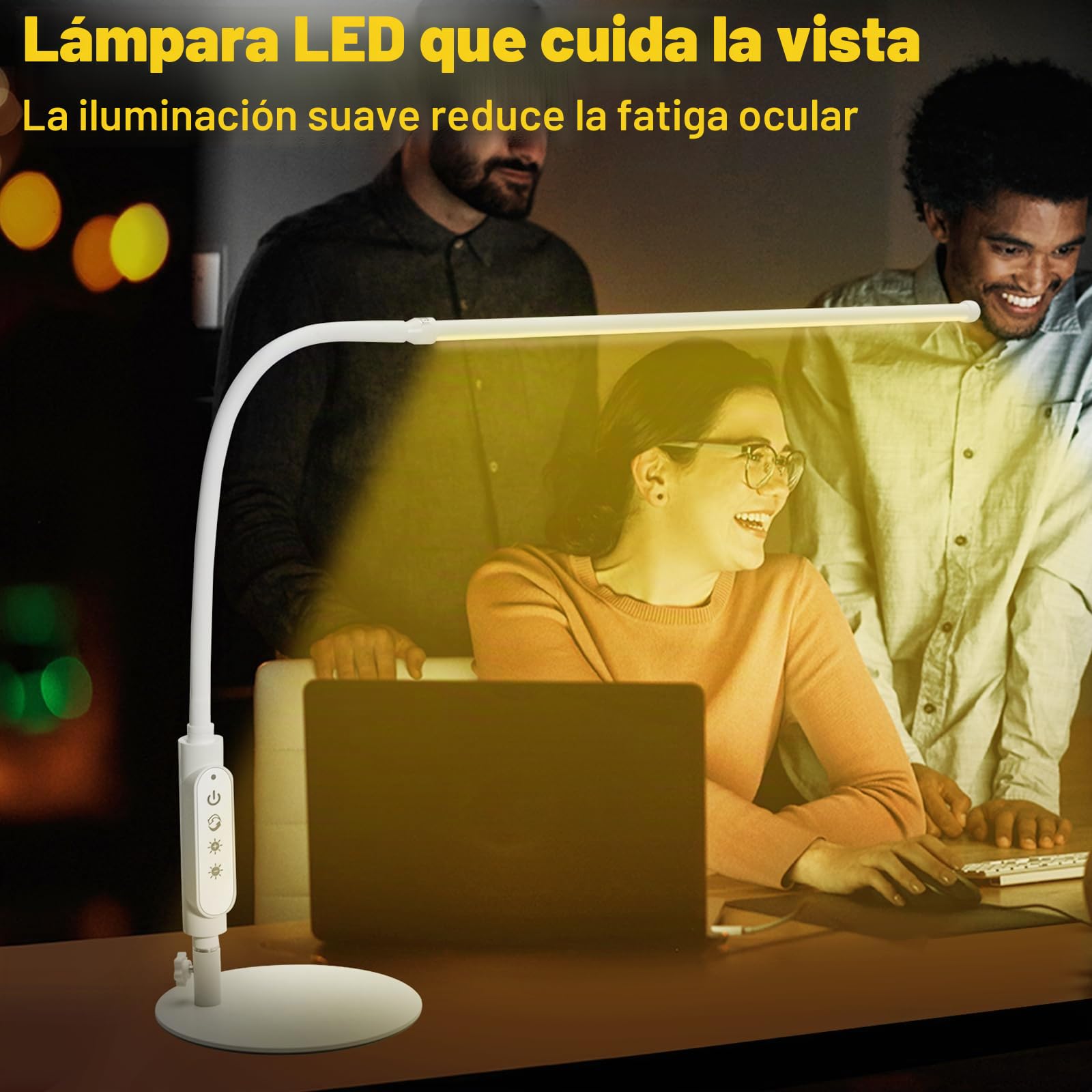 CGBE 60cm Lámpara para Mesa de Manicura LED 18W para Técnico de Uñas Blanco | 3 Modos y 5 Brillos Flexo de Escritorio de Uñas, Control Táctil, Luz Protector de Ojos para Manicura Lectura Estudio Trabajo