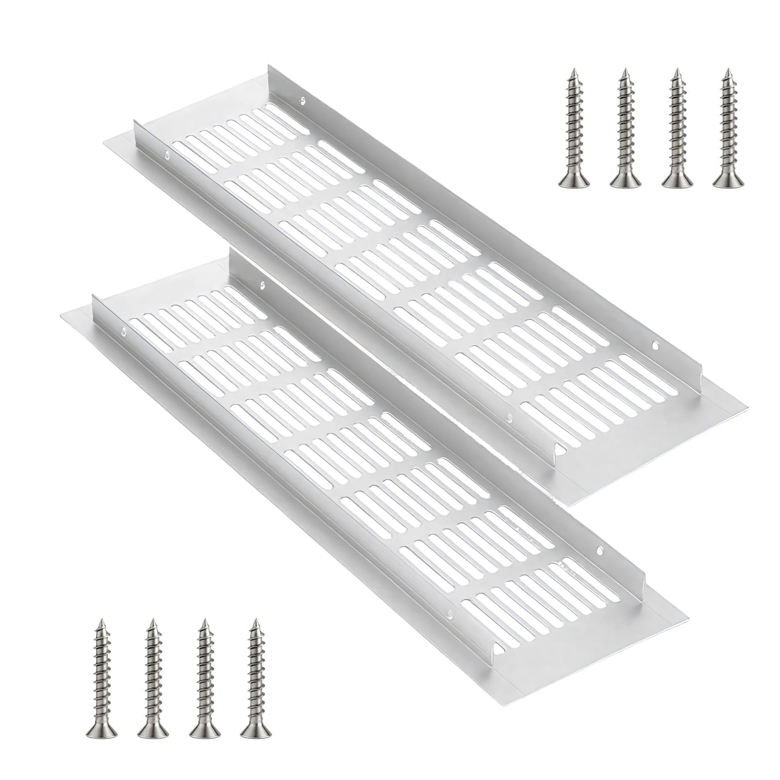 2Set Wide Rectangular Air Vent Ventilation Grille Cover Rustproof Aluminum Alloy Grille with Screws Furniture Air Vent Wardrobe Cabinet Furniture Door Vents