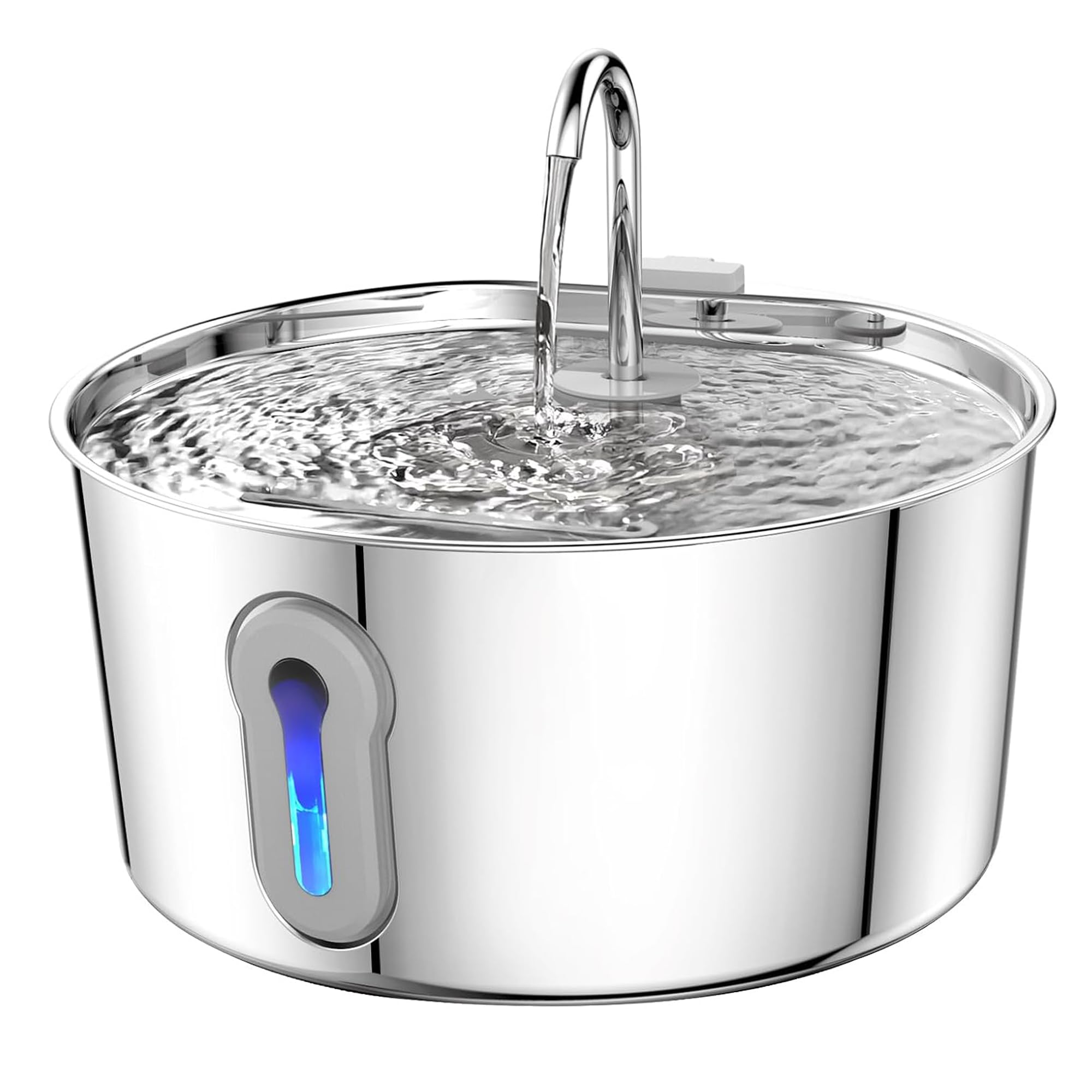 Fuente de agua grande para gatos de 4 litros, acero inoxidable 304 avanzado con tanque desmontable, fácil de limpiar, dispensador de agua silencioso para gatos, perros (fuente grande para gatos de 135